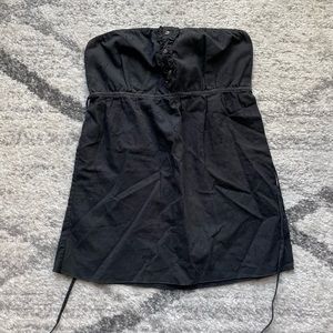 Black Strapless Polka Dot Top